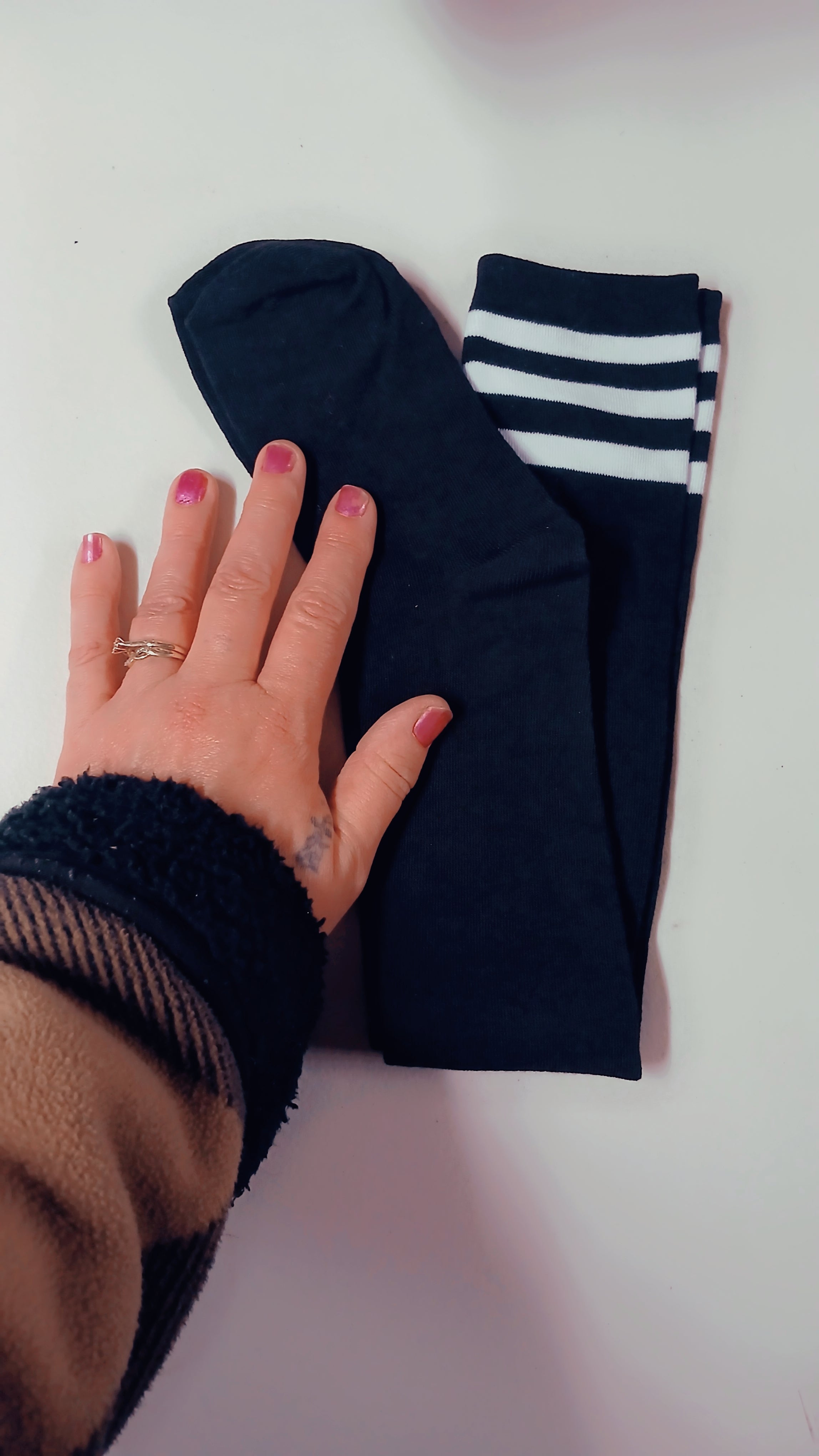 ATHX Women's Striped Thigh High Socks.