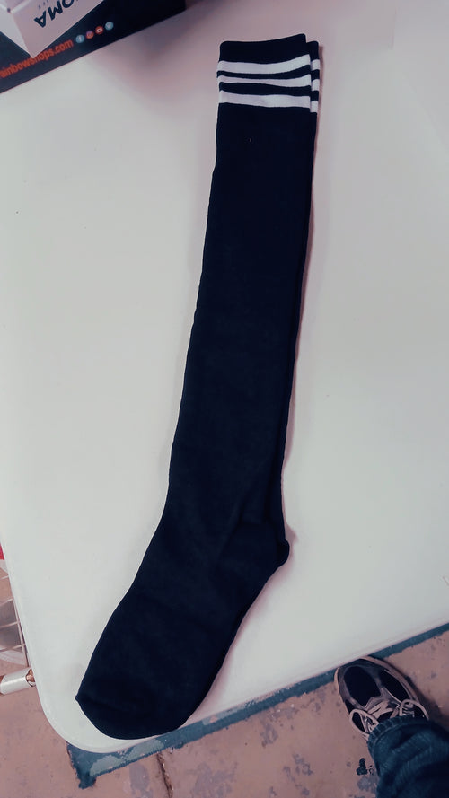 ATHX Women's Striped Thigh High Socks.