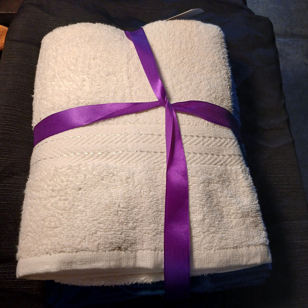 New 2-Pc 100% Cotton Bath Towel Set - Bargain Bin Home Collection - Blue & White