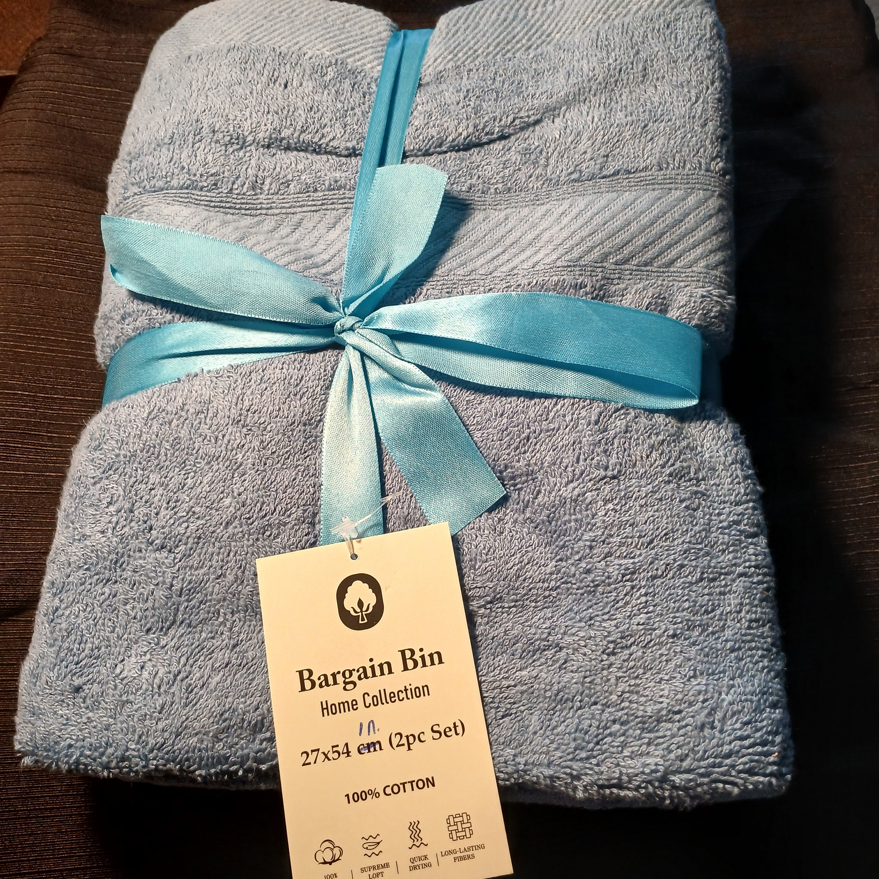 2-Piece 100% Cotton Bath Towel Set - 27 x 54 in. - Bargain Bin Home Collection